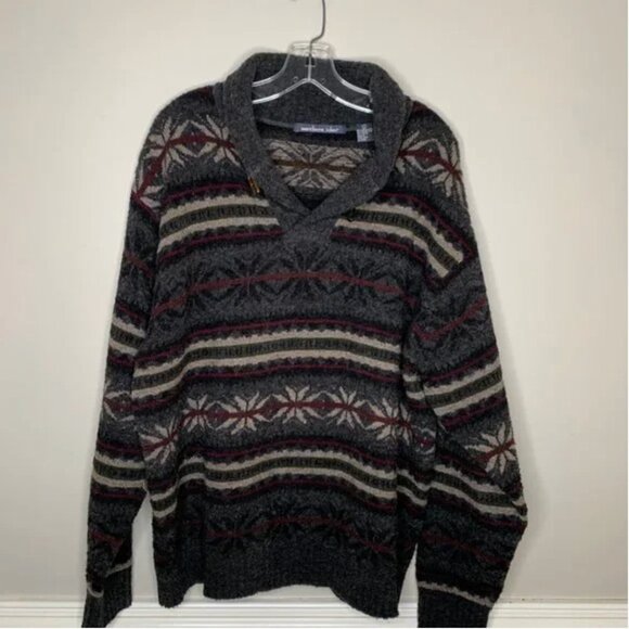 Northern Isles Men's Wool Shawl Collar Pullover Fair Isles Sweater Size Large - Picture 4 of 7